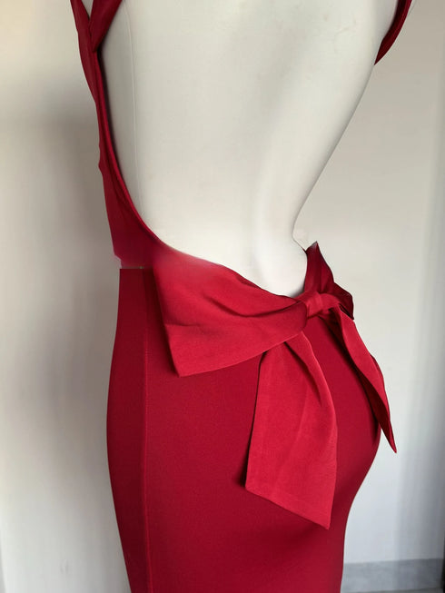 Sleeveless Evening Dress with Big Bow Backless for Gala and Wedding Guest